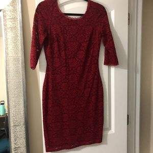 Dark red lace dress